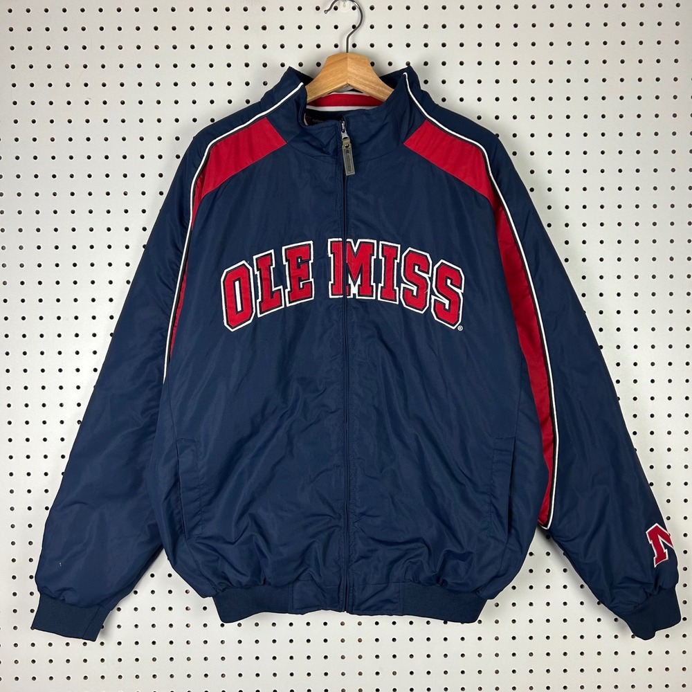Ole Miss Rebels Jacket Medium Navy Blue Red Full Zip Colosseum Athletics Puffer